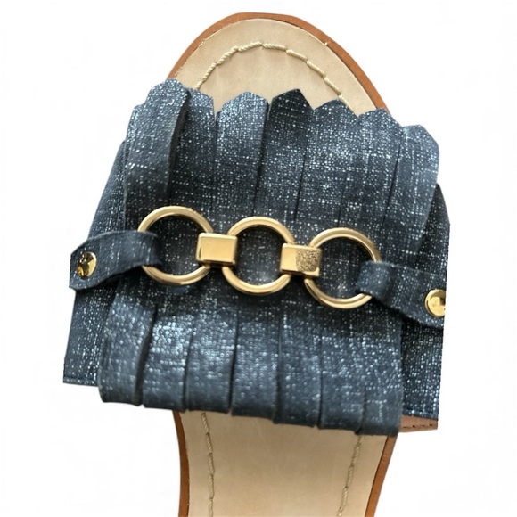 Kate Spade Denim leather sandals with gold hardware Size 7.5M - Picture 4 of 4